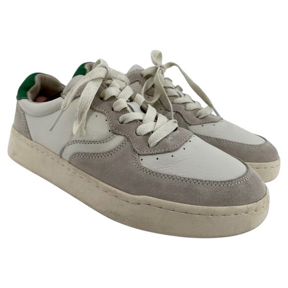 Soludos The Roma Retro Sneakers Leather Tennis Lace Up Colorblock Kelly Green 10 - Picture 2 of 7